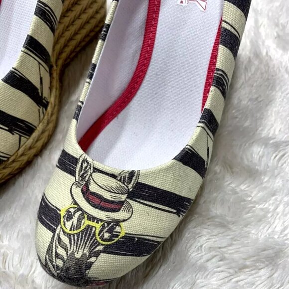 NEW Goby Wedge Heels Striped Zebra Print Rio Catch Your Mood Irregular 8.5 EU 39 - Picture 4 of 9